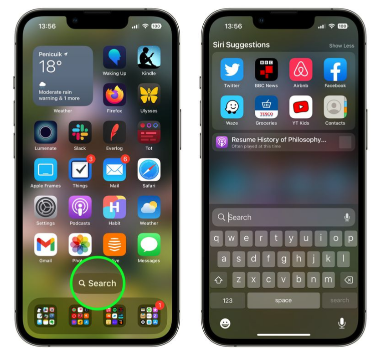江川苹果手机维修分享升级到 iOS 16 后，如何删除主屏幕上的搜索按钮 